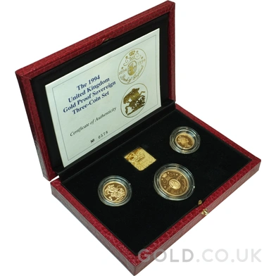 1994 Proof Gold Sovereign 3 Coin Set Boxed