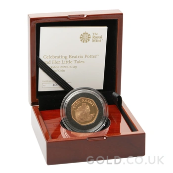 2020 Proof 50p Gold Coin Peter Rabbit Boxed