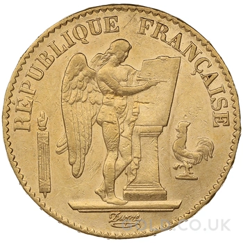 1876 French 20 Francs Gold Coin Guardian Angel A