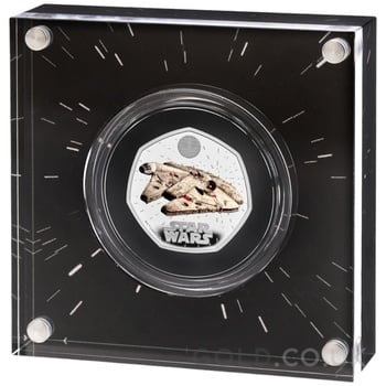 2024 50p Millennium Falcon Star Wars Proof Silver Coin Boxed