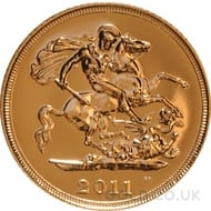 2011 Elizabeth II Fourth Head Gold Half Sovereign