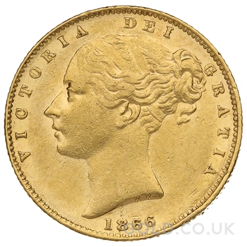 1866 Gold Sovereign Coin Queen Victoria Young Head Shield Back