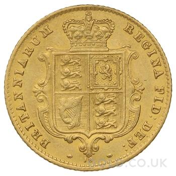 1869 Gold Half Sovereign Queen Victoria Young Head Shield Back