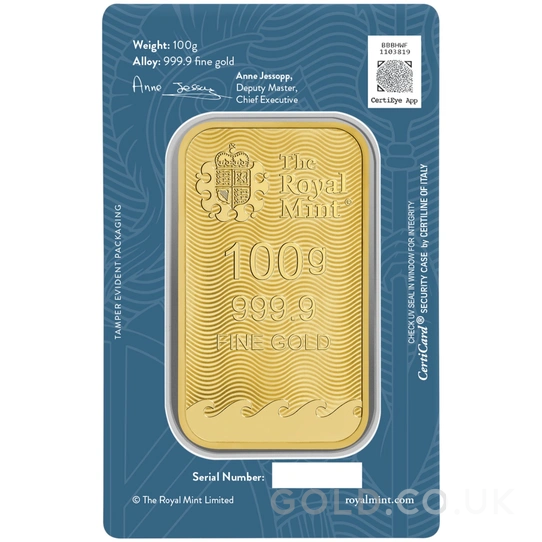 NEW 100g Gold Britannia Minted Bar