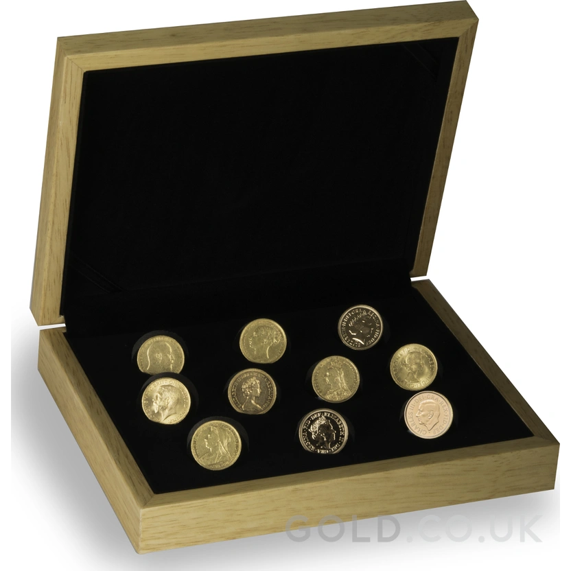 10 x Gold Sovereign Portrait Set Gift Boxed