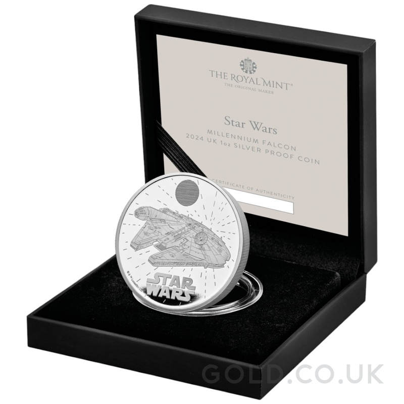 2024 1oz Millennium Falcon Star Wars Proof Silver Coin Boxed