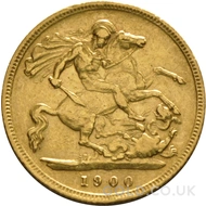 1900 Gold Half Sovereign Coin Victoria