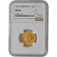 1916 Gold Sovereign Coin George V MS62