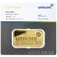 50g Umicore Gold Bar