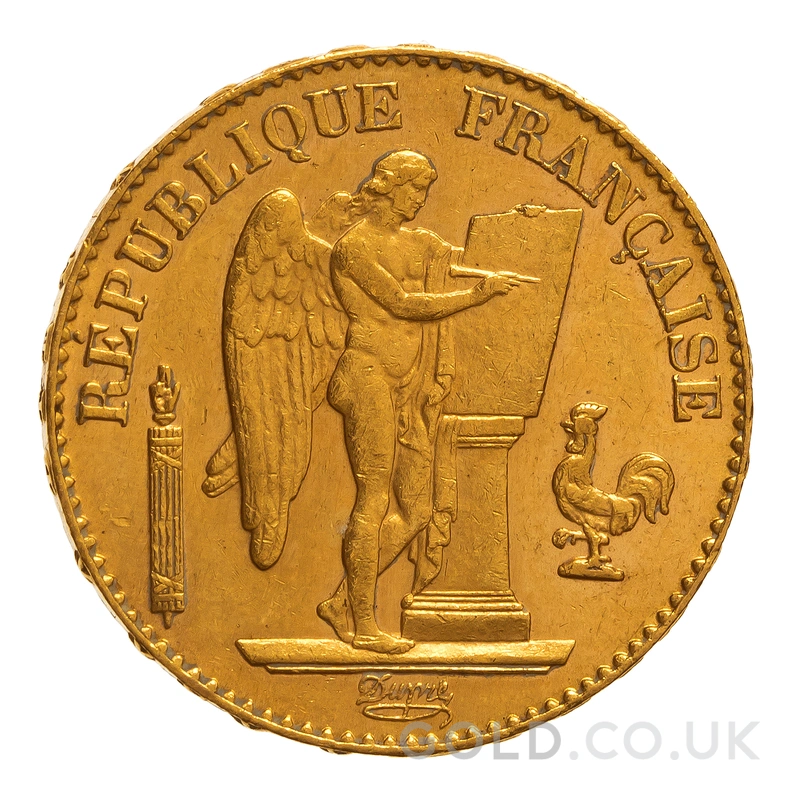 1897 French 20 Francs Gold Coin Guardian Angel A