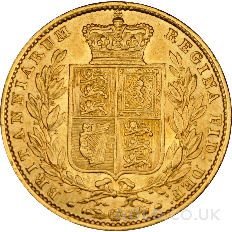 1852 Gold Sovereign Coin Queen Victoria Young Head Shield Back