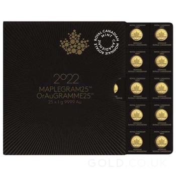 2022 MapleGram 25 x 1g Gold Coins