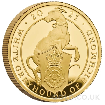 2021 1oz White Greyhound of Richmond Gold Coin Queen's Beasts Proof Gold Coin Boxed