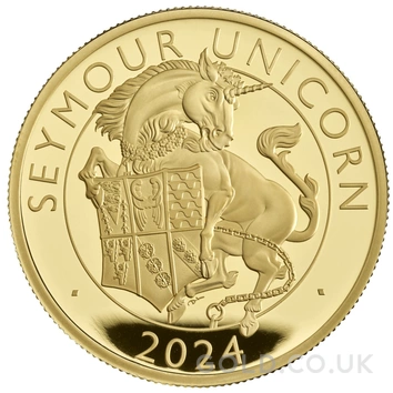 2024 Seymour Unicorn Gold Coin Tudor Beasts 1oz Proof Boxed