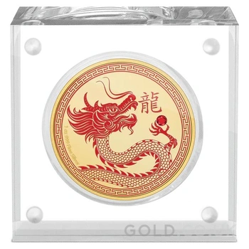 2024 Lunar Year of the Dragon 1oz Gilded Silver Coin Boxed
