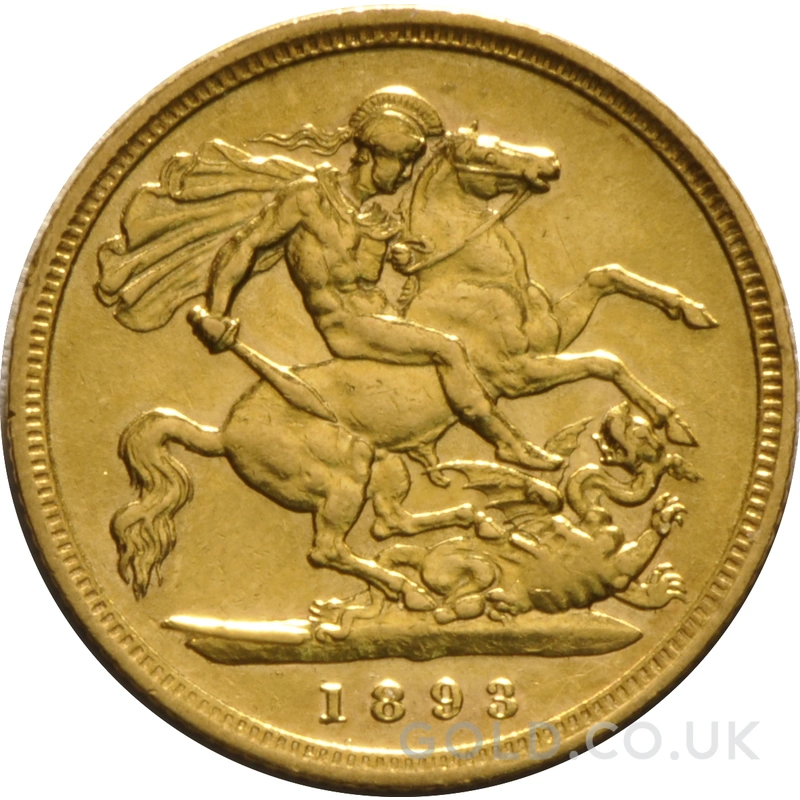 1893 Gold Half Sovereign Queen Victoria Old Head