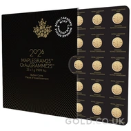 2026 Gold Canadian MapleGram 25 x 1g Coins