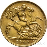 1909 Edward VII Gold Half Sovereign (London Mint)