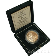 1995 Gold Brilliant Uncirculated Five Pound Coin Boxed -
