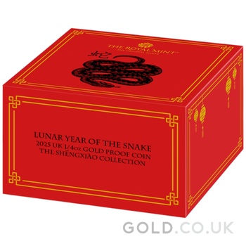 2025 Royal Mint 1/4oz Year of the Snake Proof Gold Coin Boxed