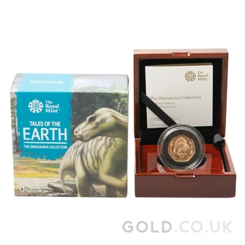 2020 Dinosaurs Collection Iguanodon Fifty Pence 50p Proof Gold Coin Boxed