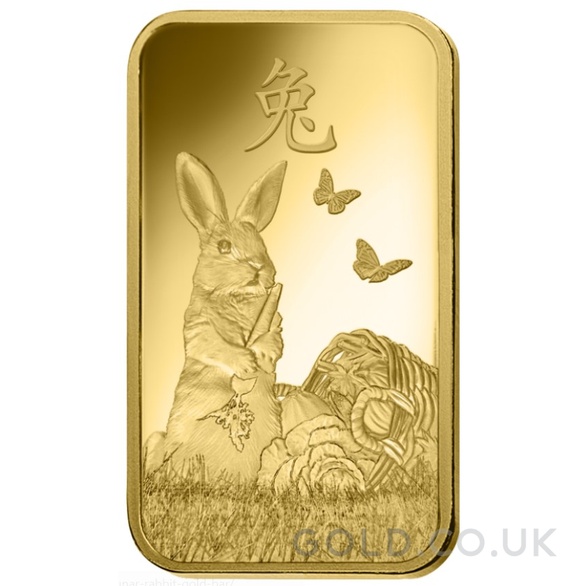 1oz Gold Bar 2023 Year of the Rabbit PAMP
