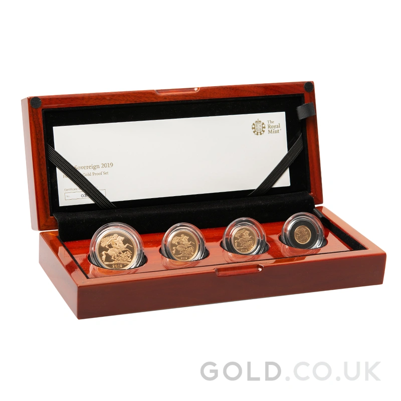 2019 Proof Gold Sovereign 4 Coin Set Smaller Boxed