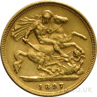 1897 Victoria  Old Head Gold Half Sovereign (London Mint)