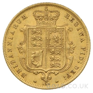 1872 Gold Half Sovereign Coin Victoria Shield Back