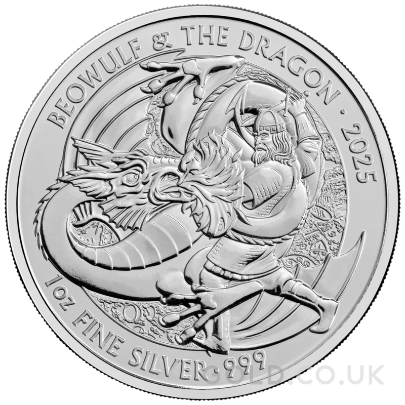 2025 Beowulf and the Dragon Myths & Legends 1oz Silver Coin