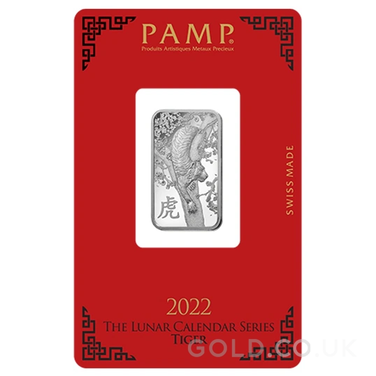 10g Silver Bar 2022 Year of the Tiger Bar PAMP