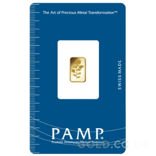 1g Gold Bar PAMP Rosa Minted