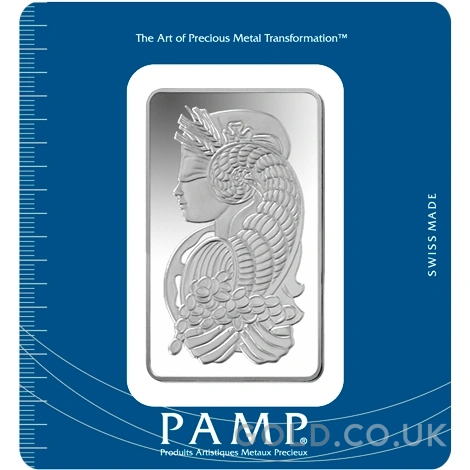 100g Silver Bar PAMP Lady Fortuna Minted