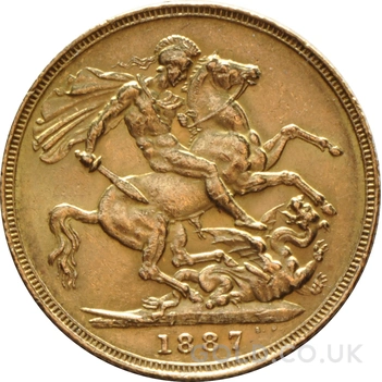 1887 Gold Sovereign Coin Queen Victoria Jubilee Head