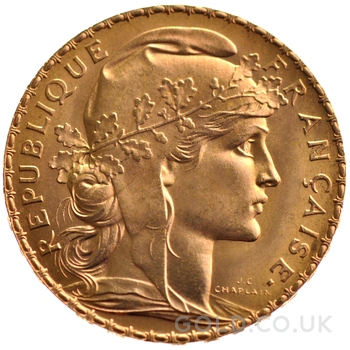 French 20 Francs Gold Coin Marianne Rooster
