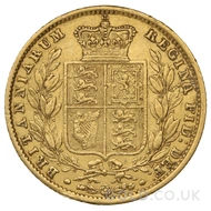 1854 Gold Sovereign Coin Shield Back Victoria 
