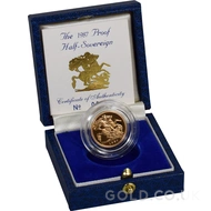 1987 Gold Proof Half Sovereign Elizabeth II Boxed
