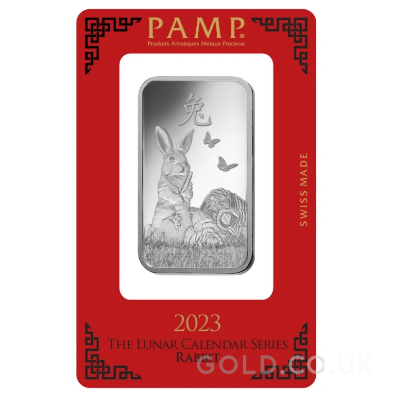 1oz Silver Bar 2023 Year of the Rabbit PAMP