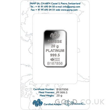 20g Platinum Bar PAMP Lady Fortuna Minted