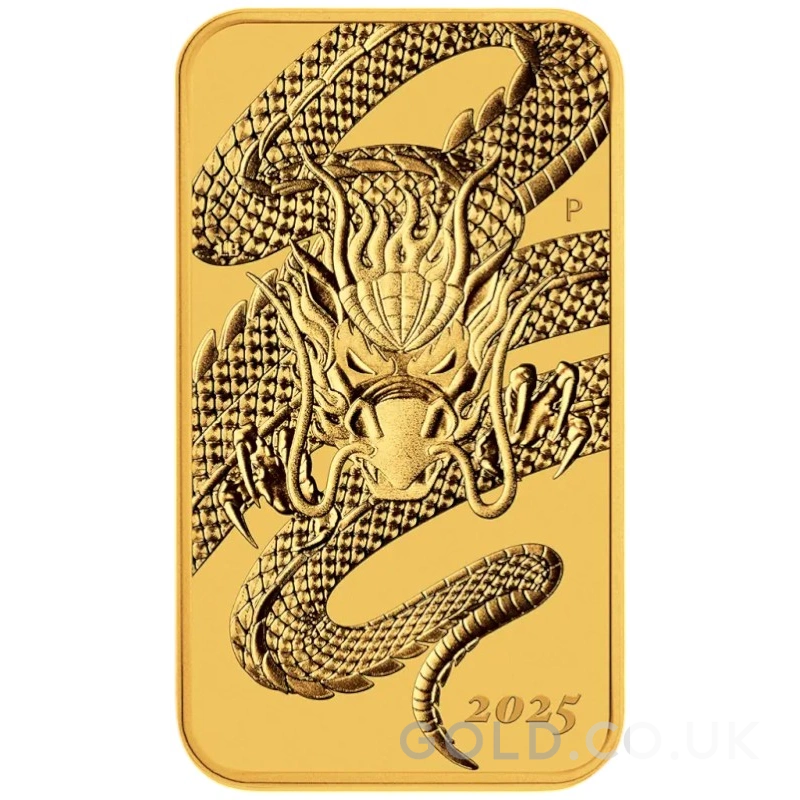 2025 Perth Mint 1oz Dragon Rectangular Gold Bar (Coin)
