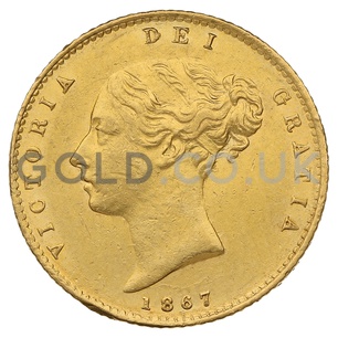 1867 Victoria Young Head Shield Back Gold Half Sovereign (London Mint)