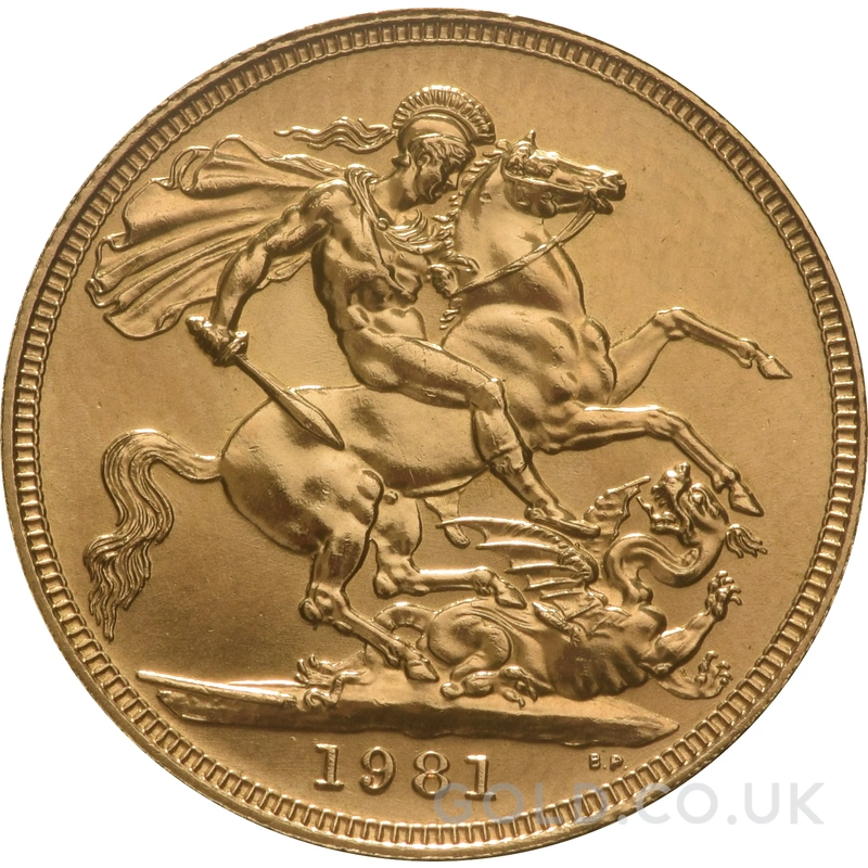1981 Gold Sovereign Coin Elizabeth II Decimal Portrait