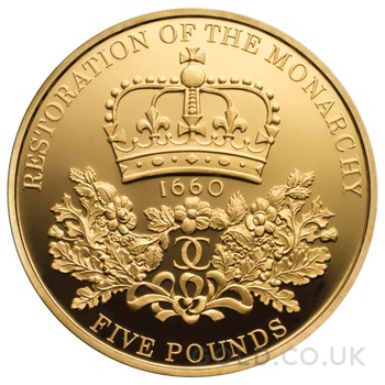 2010 Proof Gold Crown £5 Coin Restoration of the Monarchy Boxed