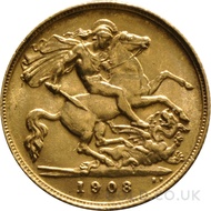 1908 Edward VII Gold Half Sovereign (London Mint)