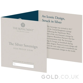 2026 Proof Silver Sovereign Coin Boxed