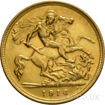 1916 Gold Half Sovereign George V Sydney