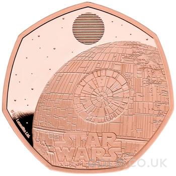 2024 50p Star Wars Death Star Proof Gold Coin Boxed