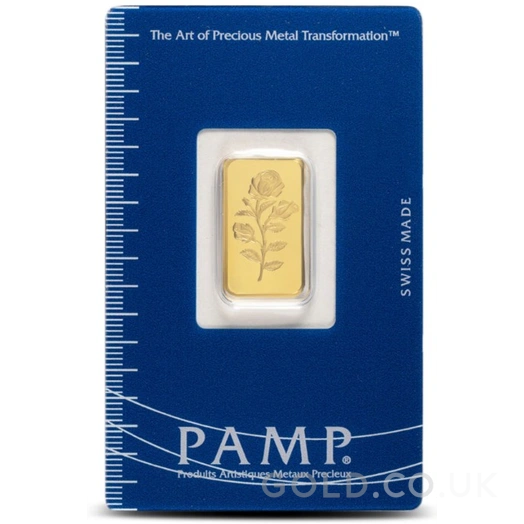 2.5g Gold Bar PAMP Rosa Minted