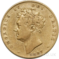 1827 Gold Half Sovereign Coin George IV