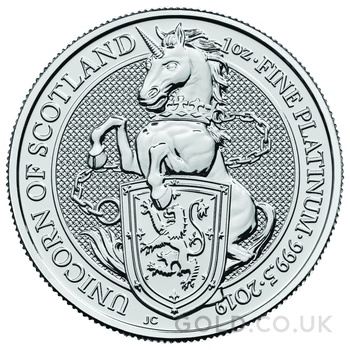2019 1oz Unicorn of Scotland Platinum Coin Queen's Beasts
